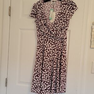 NWT Leota Purple & White Dress with V-Neck